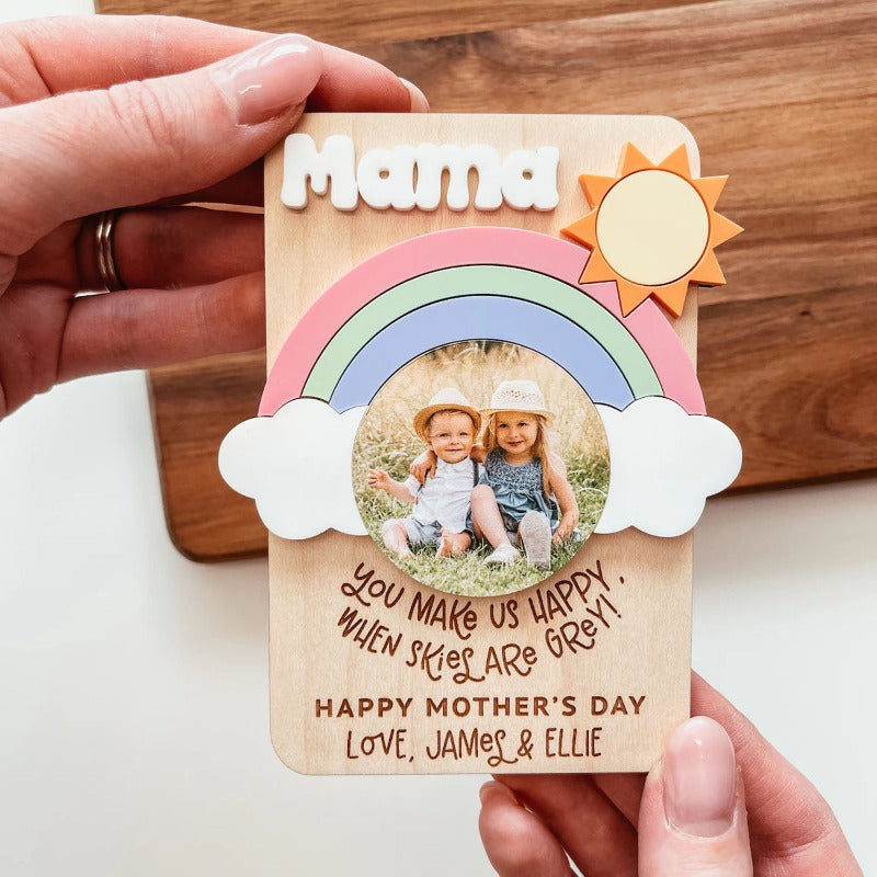 Personalized Rainbow Fridge Photo Magnet, Mother's Day Photo Gift
