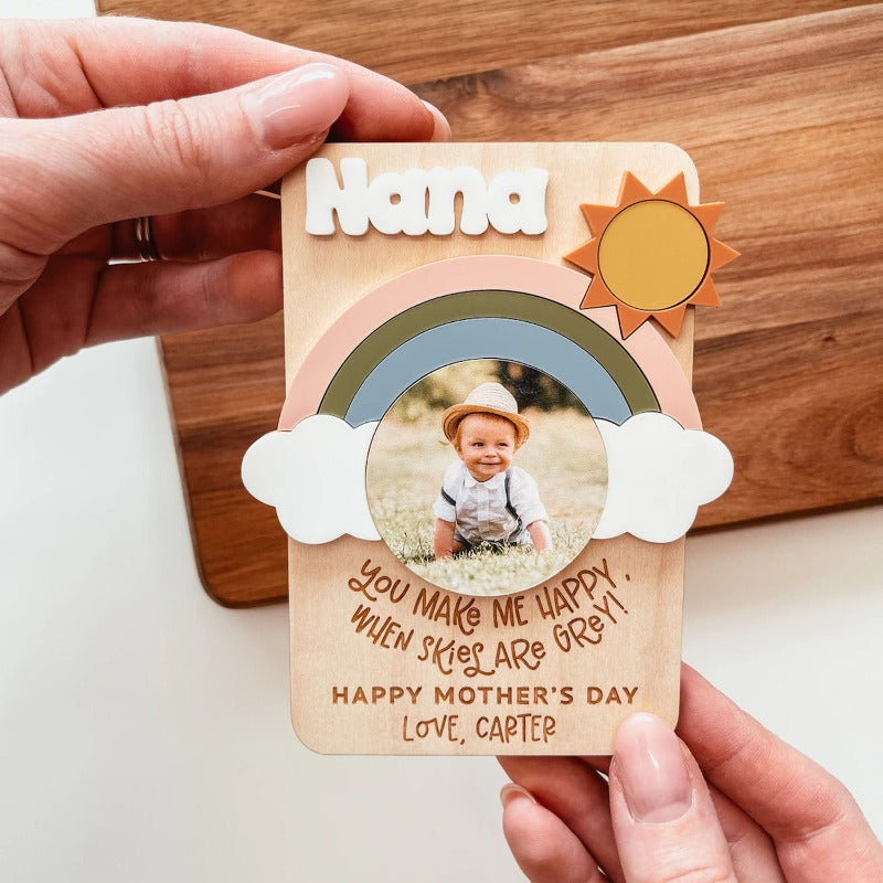 Personalized Rainbow Fridge Photo Magnet, Mother's Day Photo Gift