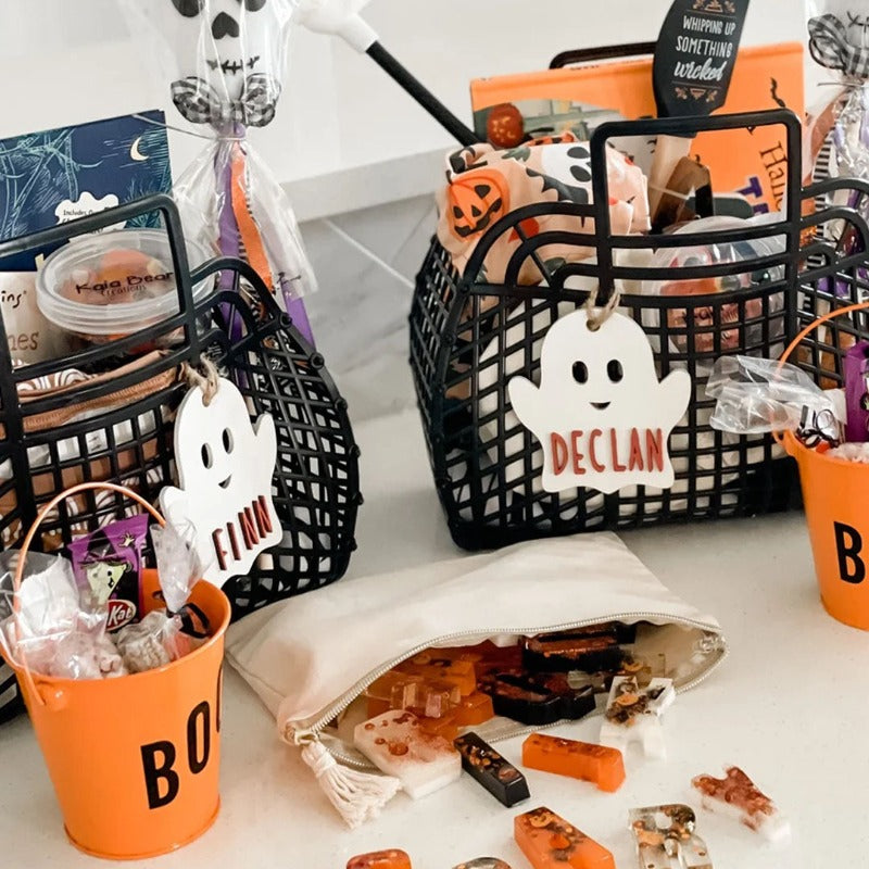 Personalized Halloween Ghost Basket Tag