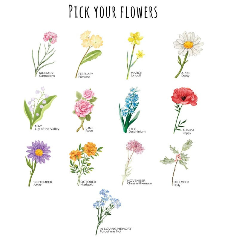 Personalized Grandparents Pillow Case With Grandkids Names & Birth Month Flowers