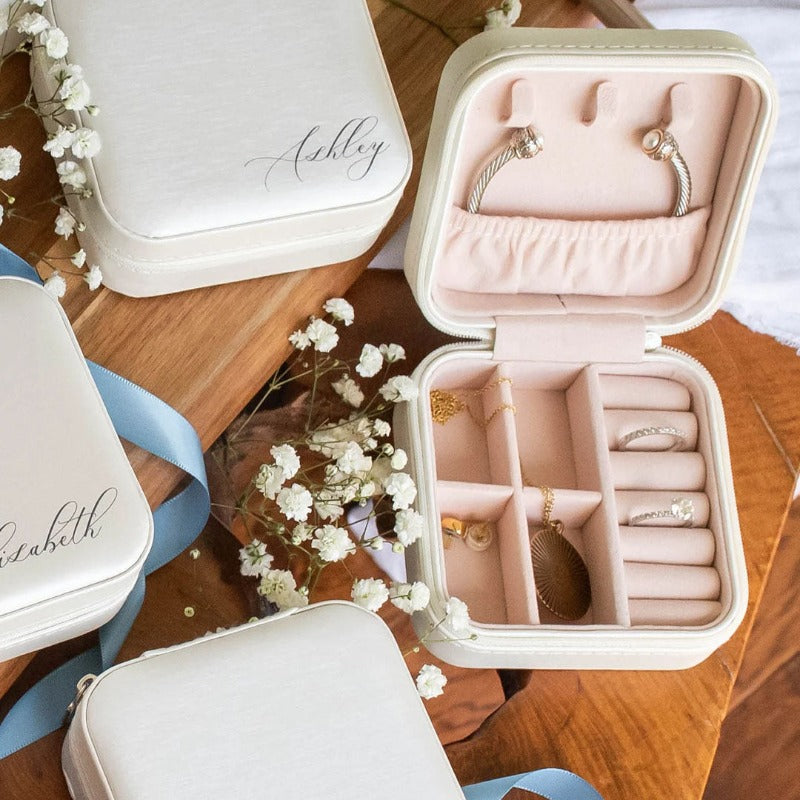 Personalized Jewelry Travel Boxes, Travel Case for Bridesmaids