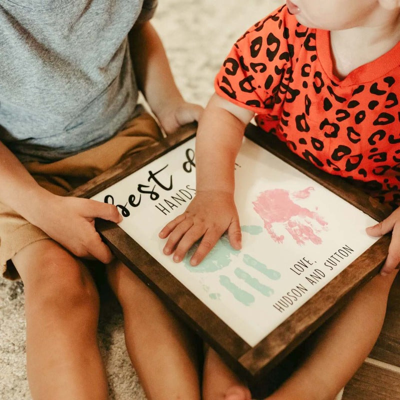 Personalized Best Dad Hands Down, Father's Day Sign