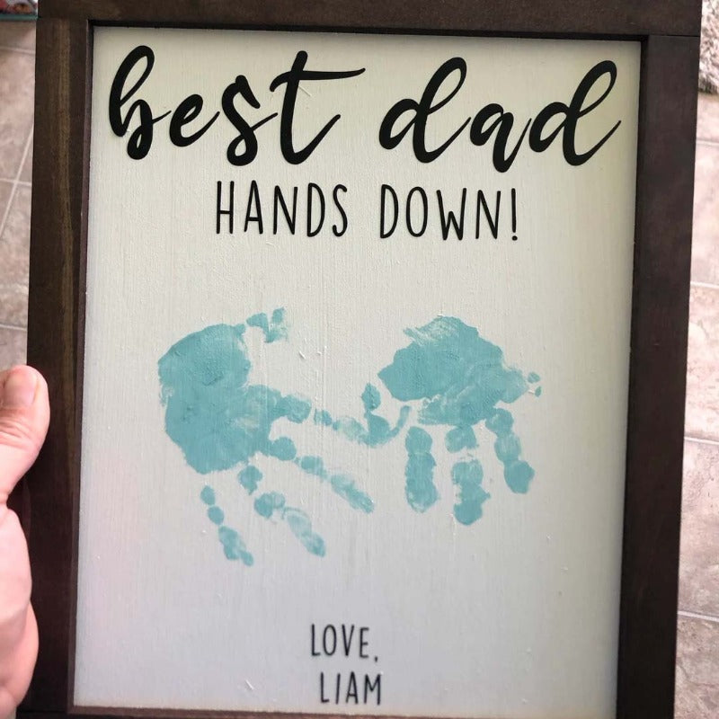Personalized Best Dad Hands Down, Father's Day Sign