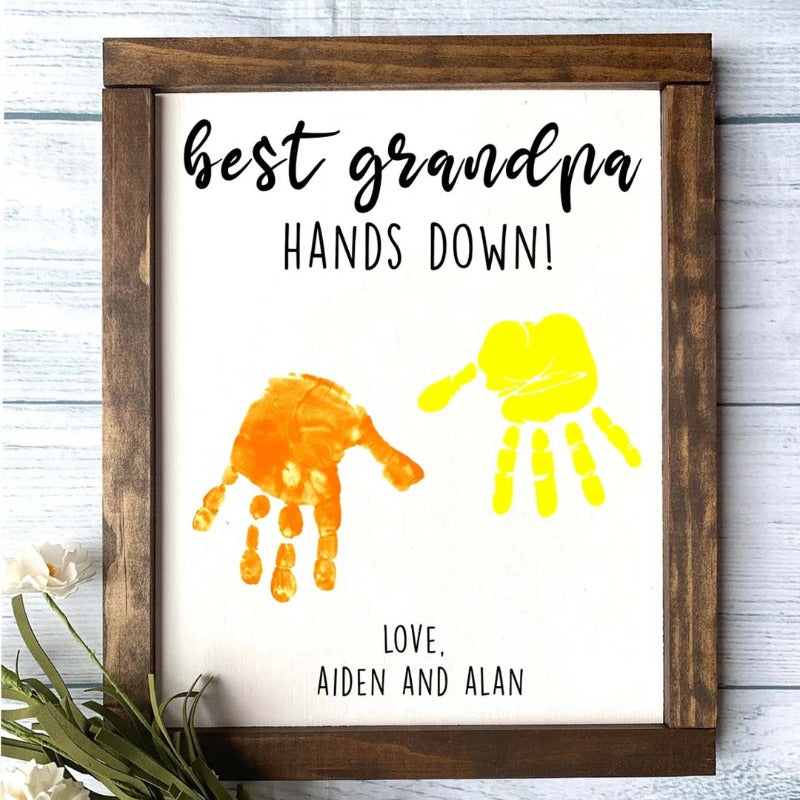 Personalized Best Dad Hands Down, Father's Day Sign