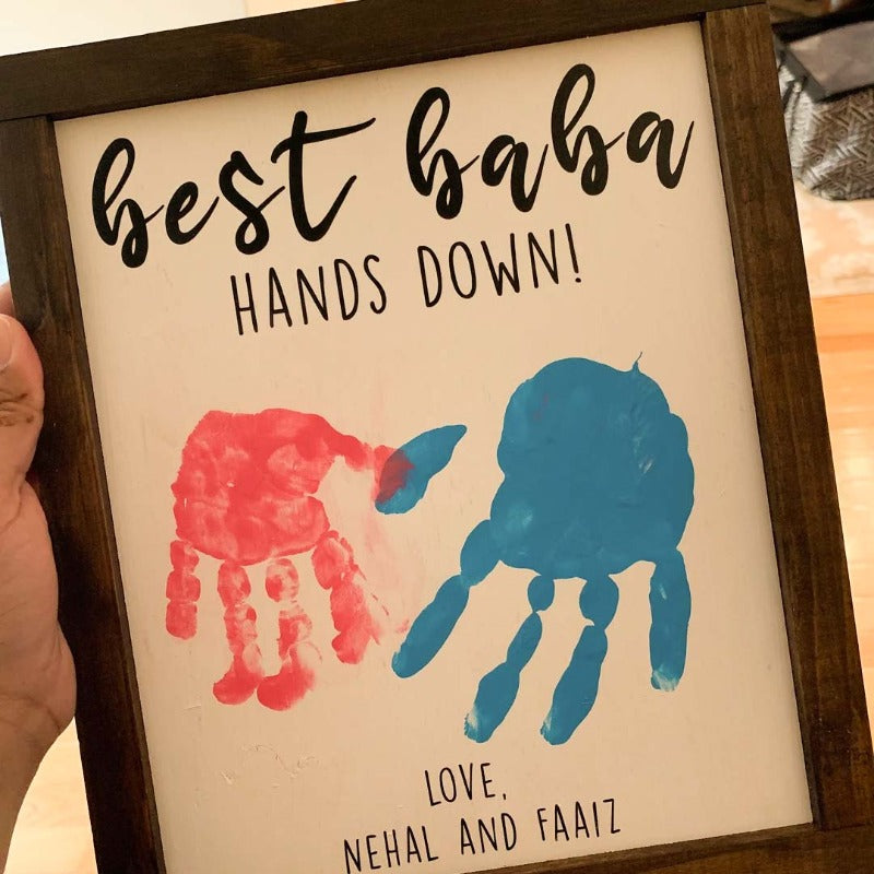 Personalized Best Dad Hands Down, Father's Day Sign