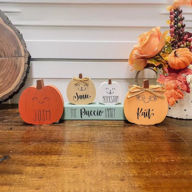 Personalized Wooden Pumpkin Blocks Family