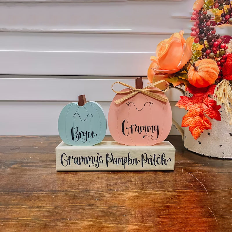 Personalized Wooden Pumpkin Blocks Family