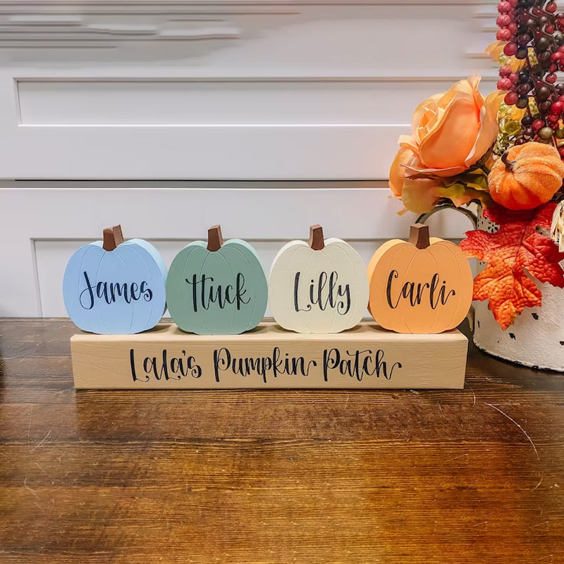 Personalized Wooden Pumpkin Blocks Family