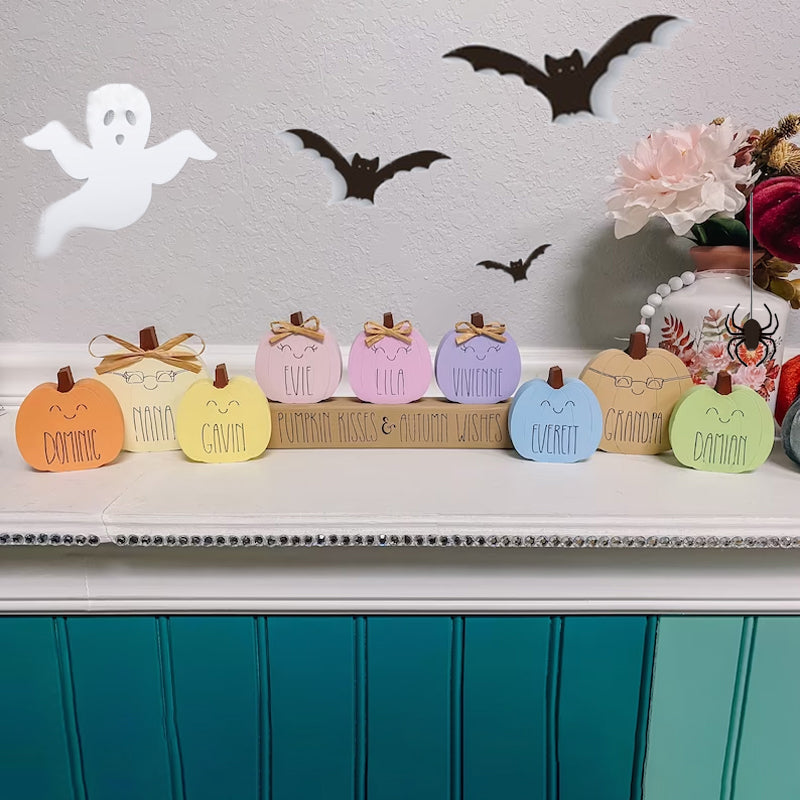 Personalized Wooden Pumpkin Blocks Family