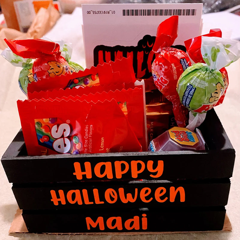 Wooden Box For Halloween Candy For The Children