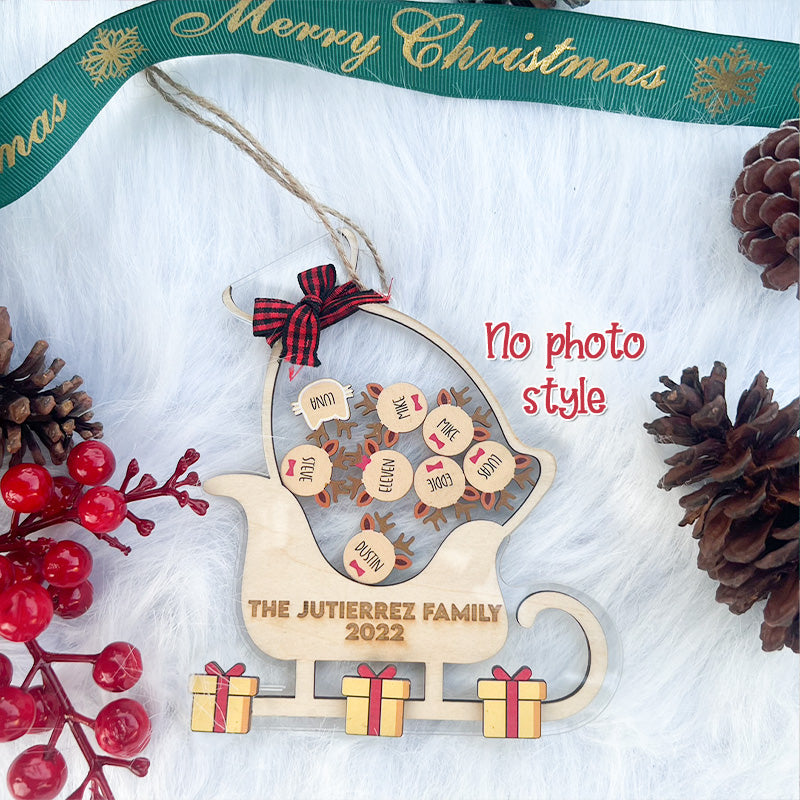 Personalized Family Sleigh Ornament, Christmas Ornament 2022