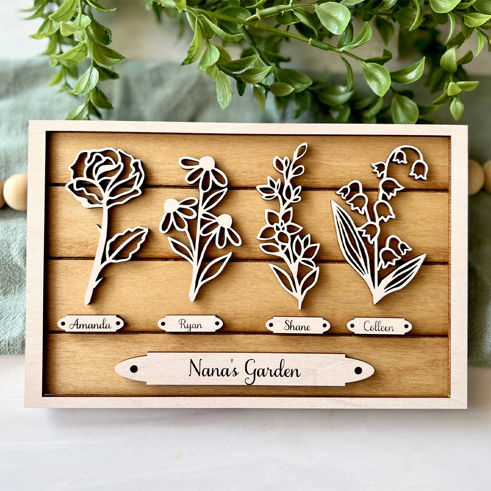 Personalized Birth Flower Sign for Mom and Grandma, Mother's Day Gift