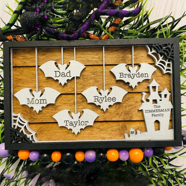 Personalized Halloween "Our Bat Family" Sign
