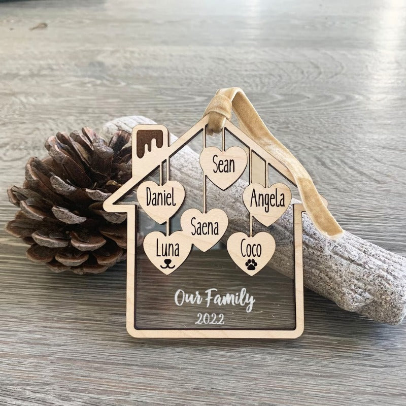 Personalized Love House Ornament With Family Name