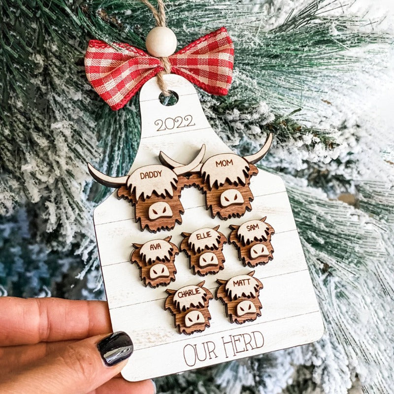 Personalized Highland Cow Family Ornament, Christmas Ornament