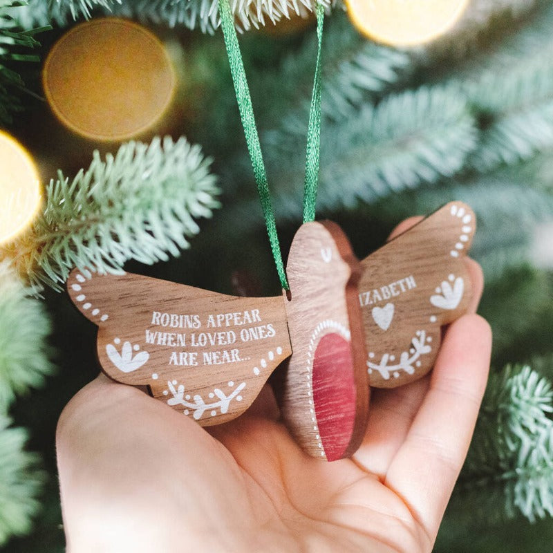 Personalized Memorial Ornamnet, 'Robins Appear When Loved Ones Are Near' Decoration