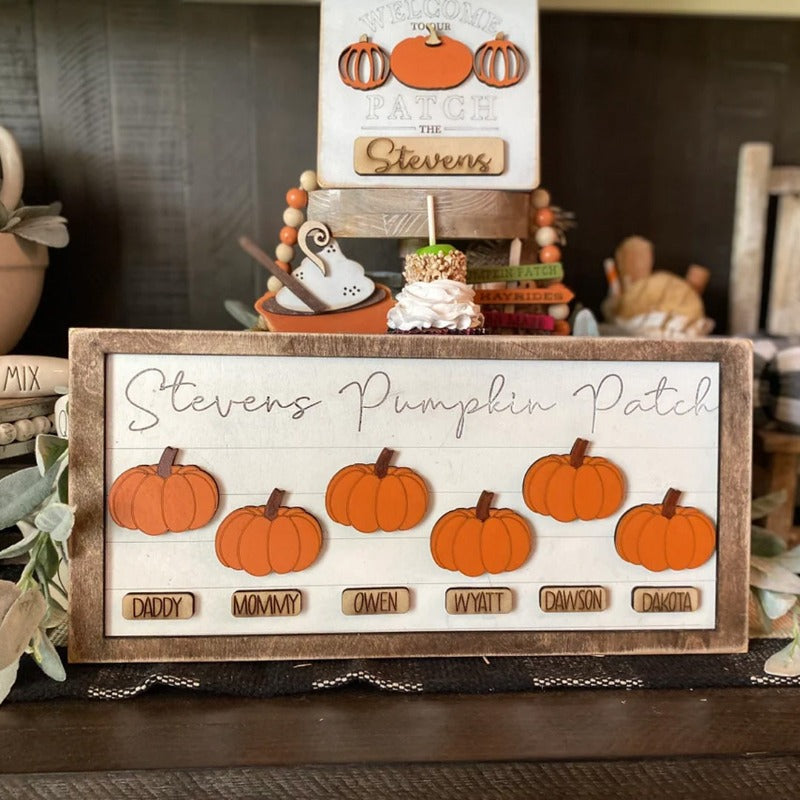 Personalized Family Pumpkin Sign, Fall Sign Decoration