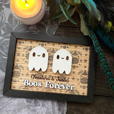 Personalized Boo Forever Couple Sign, Halloween Gift Decoration