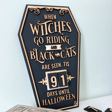 Wooden Halloween Countdown Calendar, Halloween Decoration