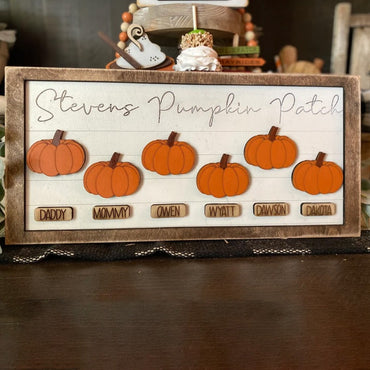 Personalized Family Pumpkin Sign, Fall Sign Decoration