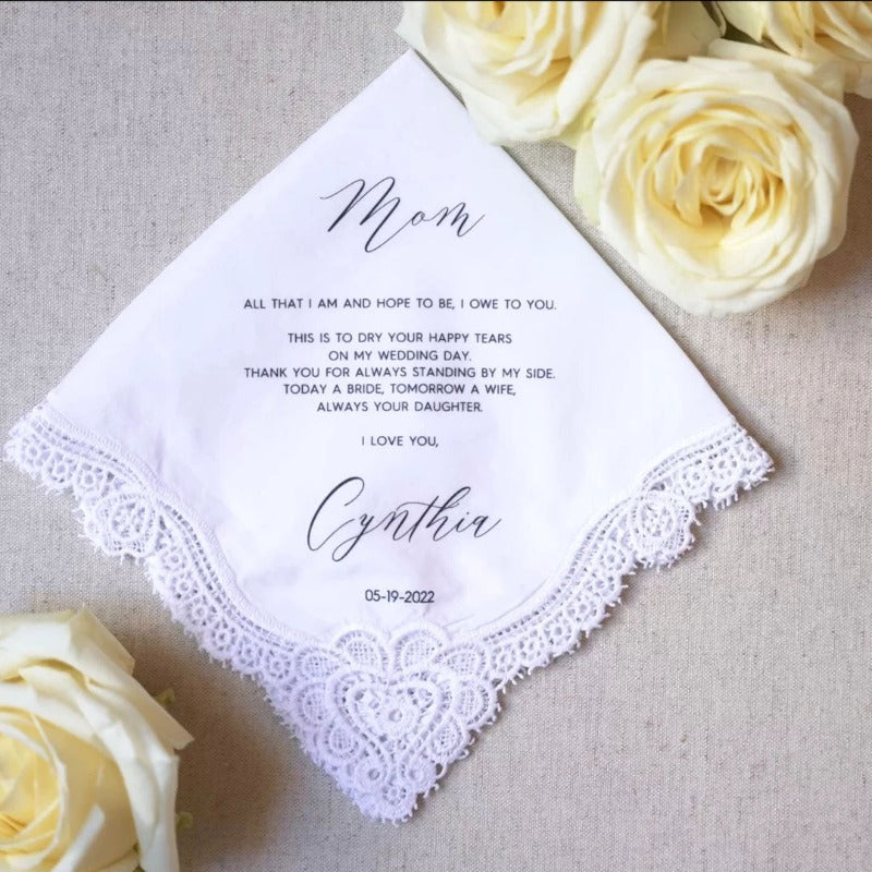 Personalized Wedding Handkerchief Gift for Parents, Mother & Father of the Bride Gift