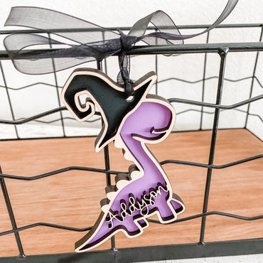 Personalized Halloween Dino Basket Tag, Halloween Decoration