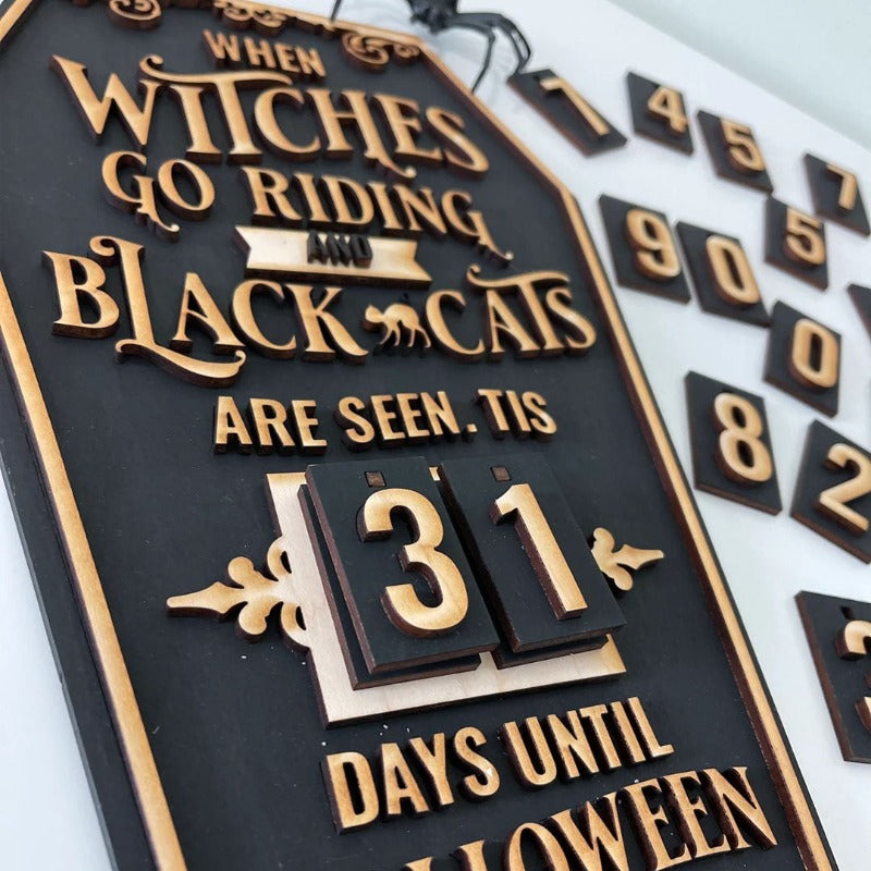 Wooden Halloween Countdown Calendar, Halloween Decoration