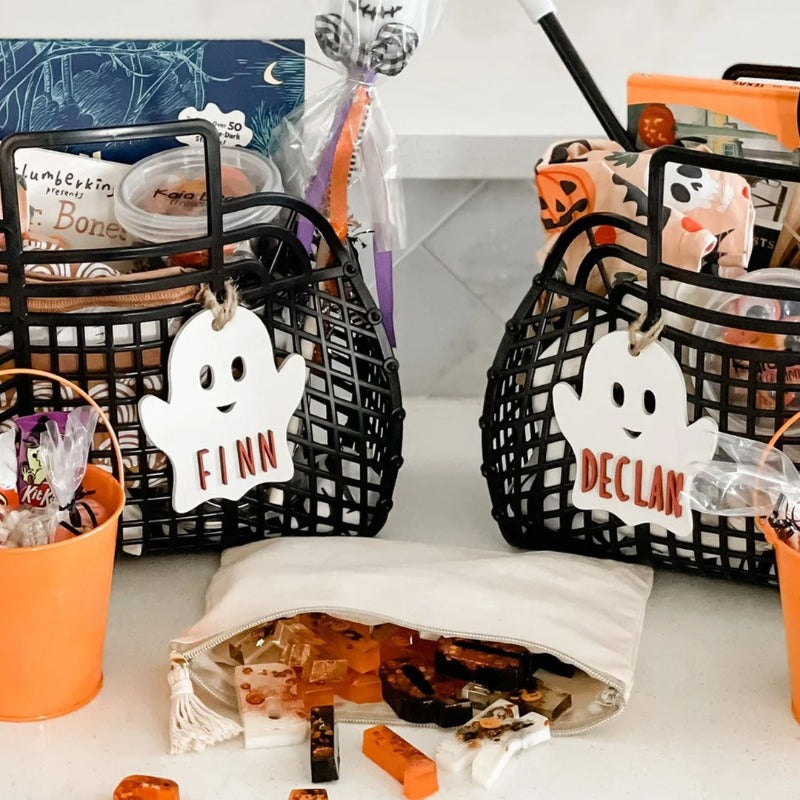 Personalized Halloween Ghost Basket Tag
