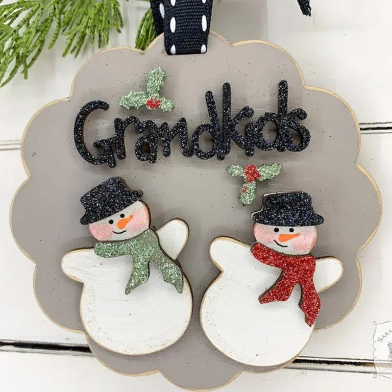 Personalized Snowman Grandkids Christmas Ornament