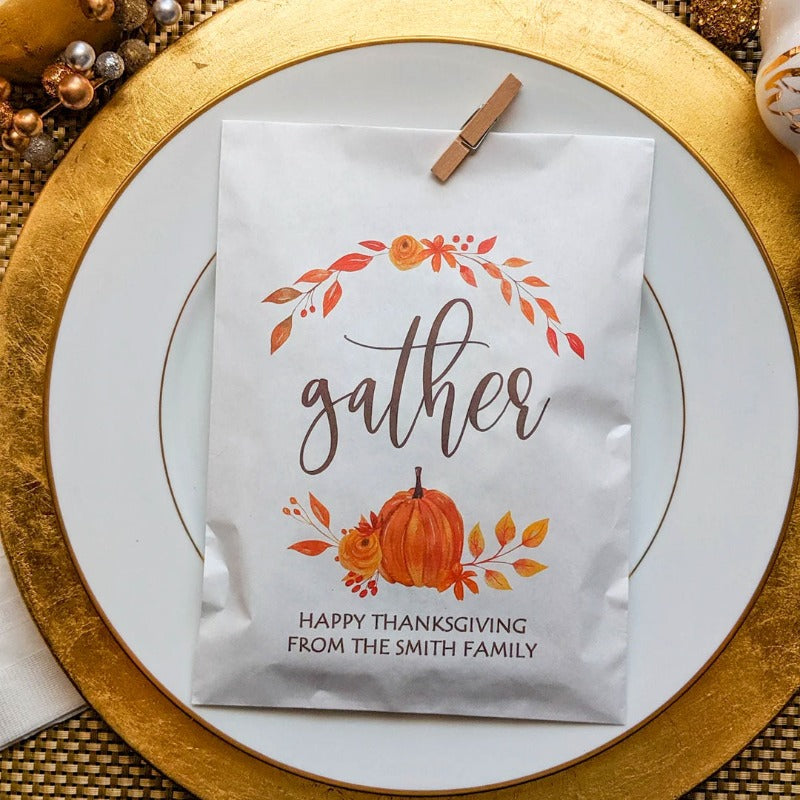 Personalized Thanksgiving Favor Paper Bag, Thanksgiving Table