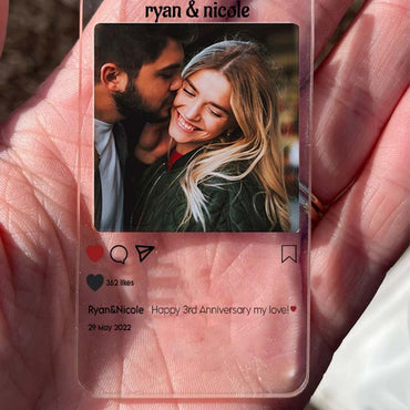 Personalized Mini Photo Magic Keychain, Anniversary Keychain for Couple