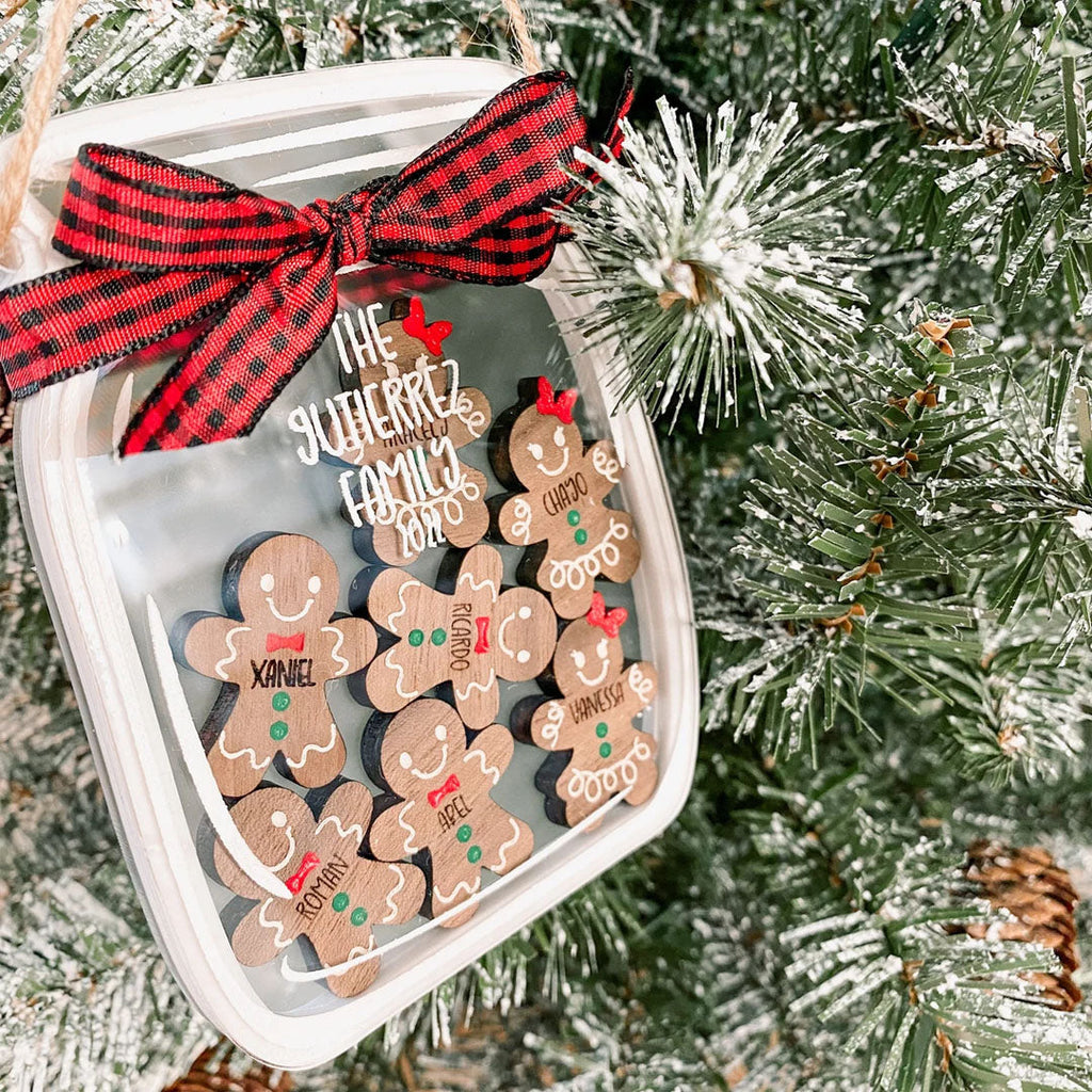 Personalized Family Gingerbread Cookie Jar Ornament, Christmas Ornament