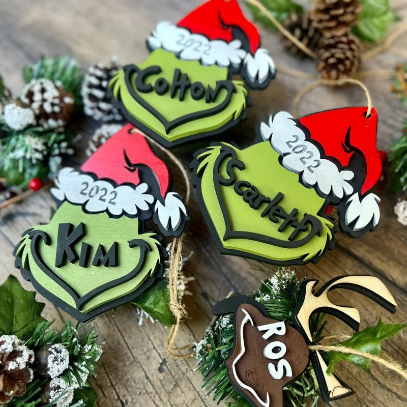 Personalized Christmas Grinch Name Ornament, Christmas Ornament