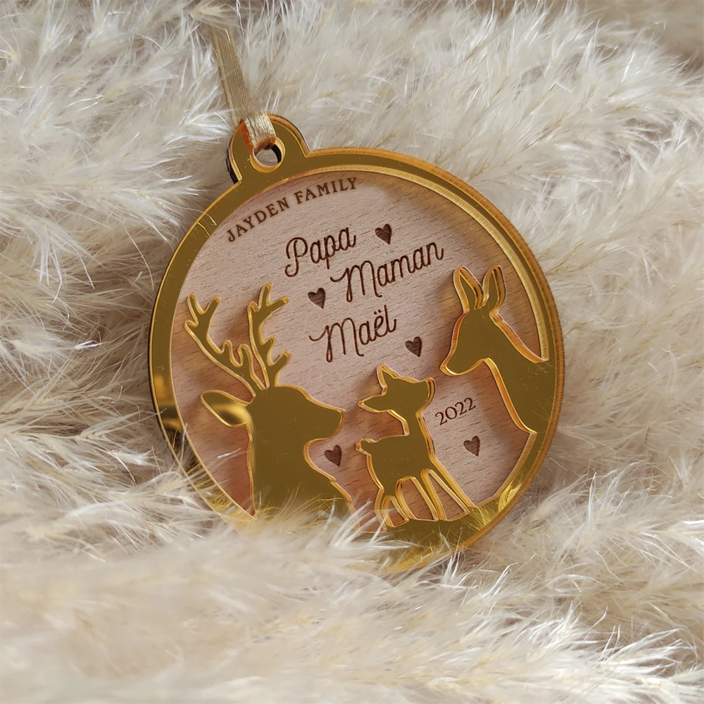 Personalized Christmas Family Deer Ornament