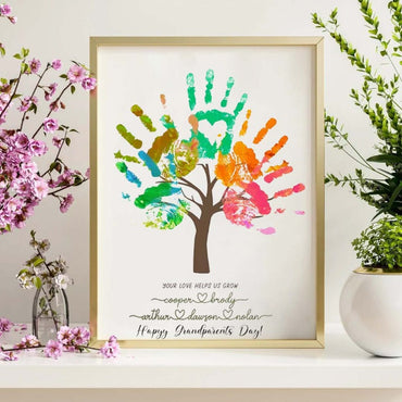 Personalized Tree Handprint DIY, Grandparents Day Gift