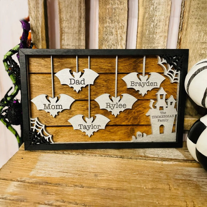 Personalized Halloween "Our Bat Family" Sign