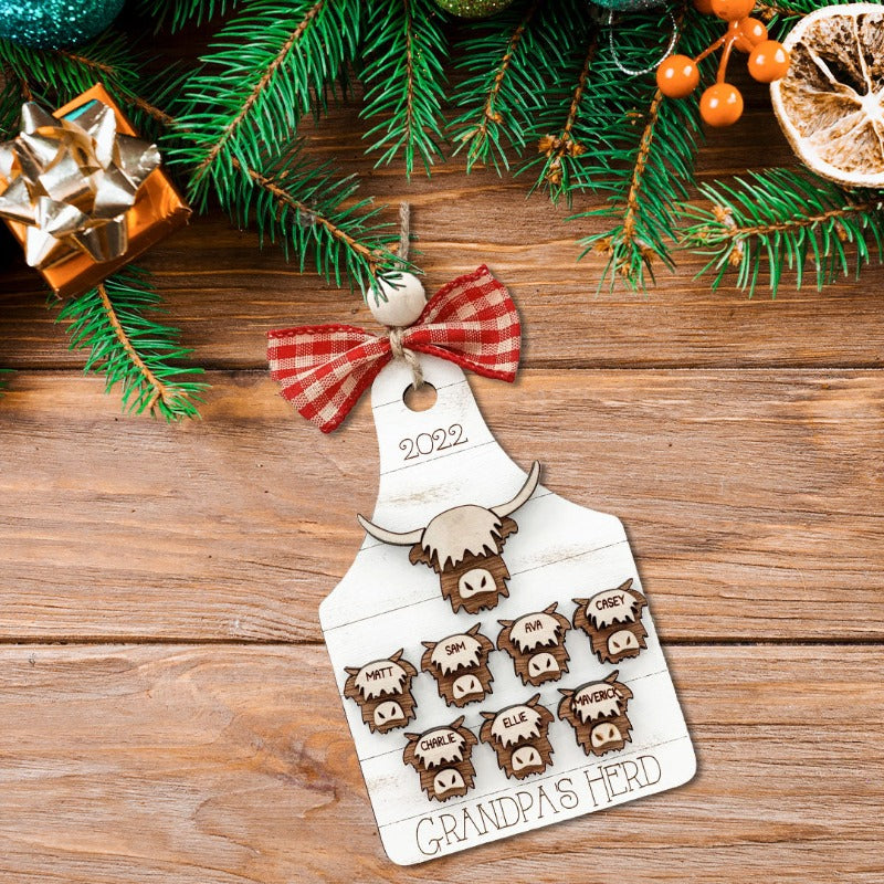 Personalized Highland Cow Family Ornament, Christmas Ornament