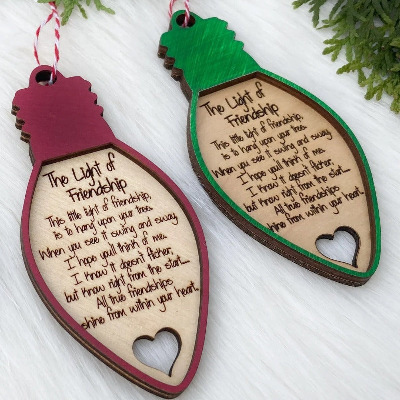 Christmas Glowforge Ornament Decoration, Friendship Ornament