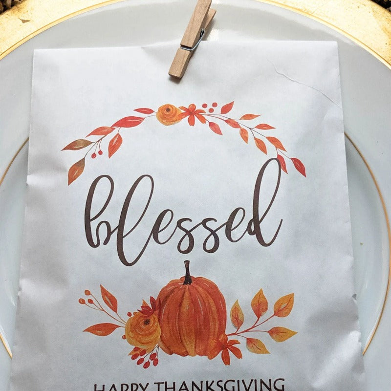 Personalized Thanksgiving Favor Paper Bag, Thanksgiving Table