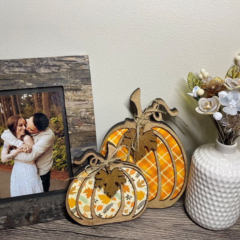 Wooden Autumn Pumpkin Shelf, Thanksgiving Decoration