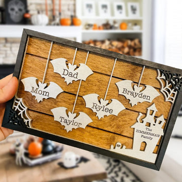 Personalized Halloween "Our Bat Family" Sign