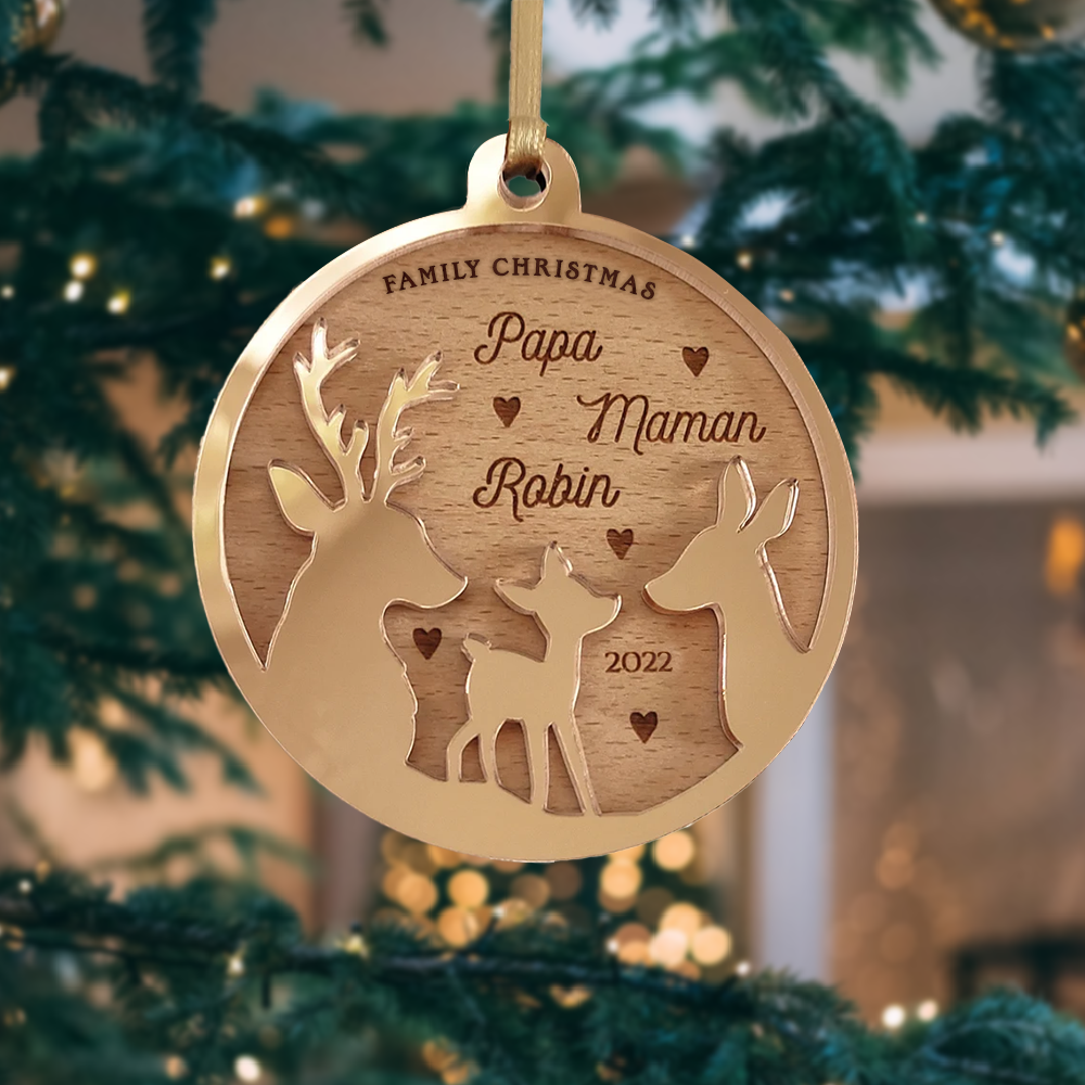 Personalized Christmas Family Deer Ornament