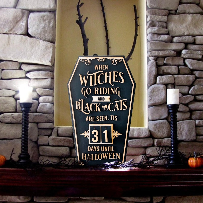 Wooden Halloween Countdown Calendar, Halloween Decoration
