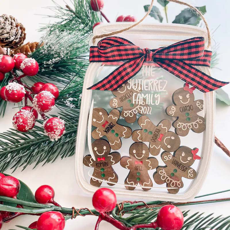 Personalized Family Gingerbread Cookie Jar Ornament, Christmas Ornament