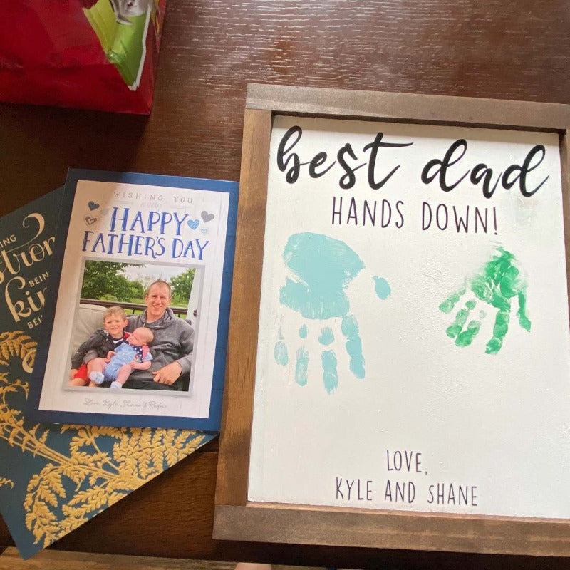 Personalized Best Dad Hands Down, Father's Day Sign