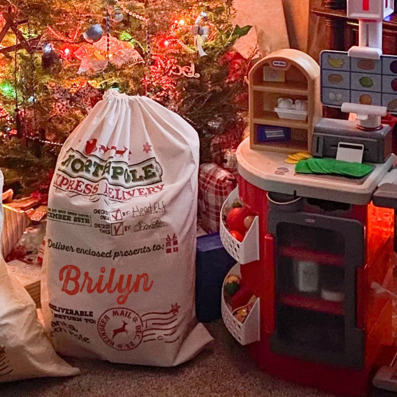 Personalized North Pole Christmas Sack, Christmas Santa Sack Gift For Kids