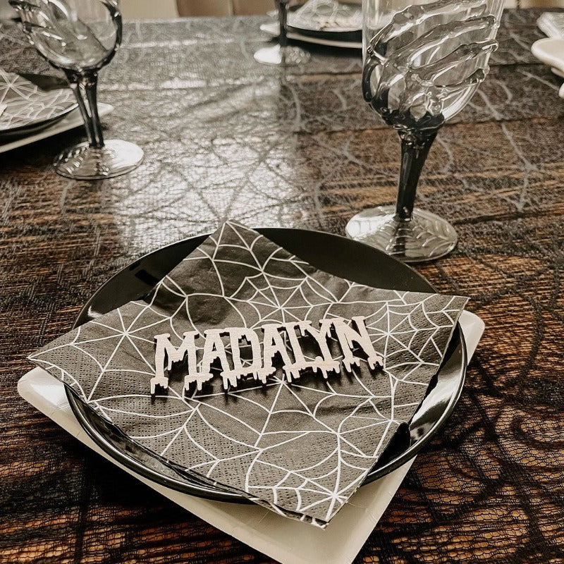 Personalized Halloween Name Place Card, Halloween Table Decoration
