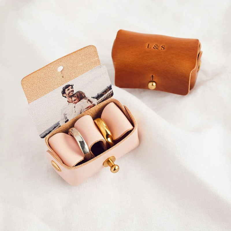 Personalized Leather Wedding Ring Pouch