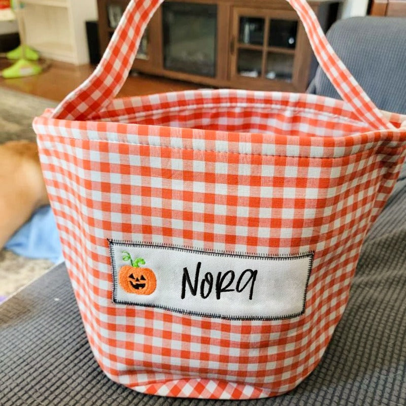 Personalized Embroidered Halloween Bucket, Halloween Gift for Kids