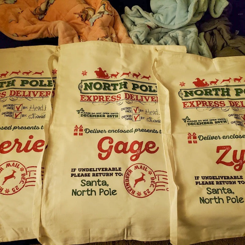 Personalized North Pole Christmas Sack, Christmas Santa Sack Gift For Kids